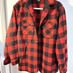 Red and Black Plaid Men's Jacket